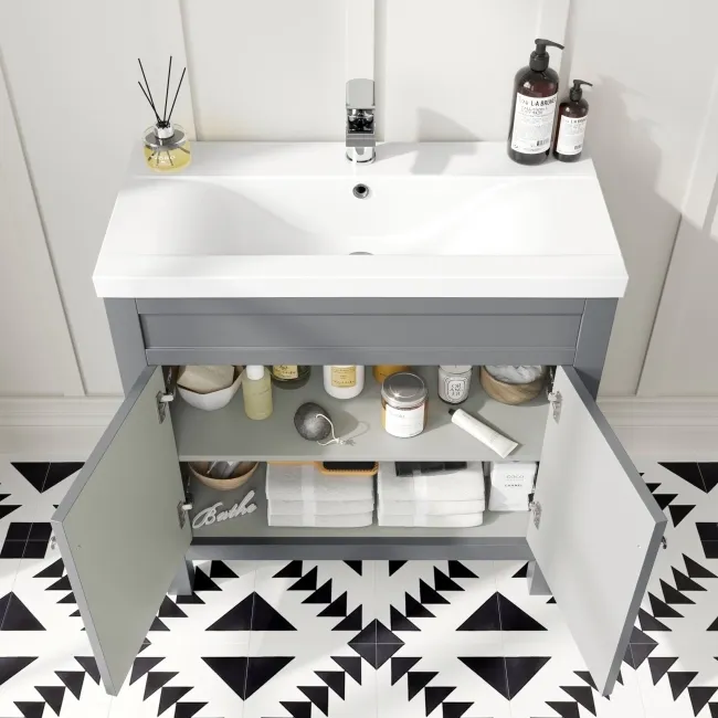 Bermuda Dove Grey Combination Vanity Basin and Boston Toilet 1300mm