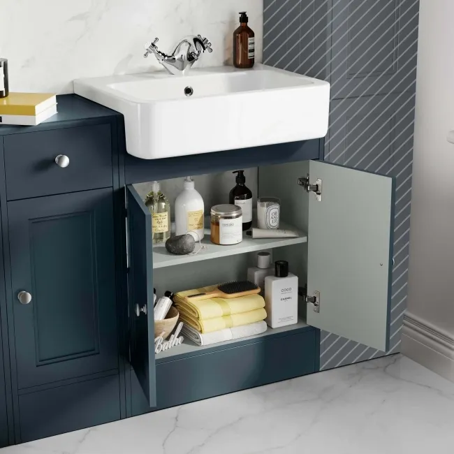 Monaco Inky Blue Combination Vanity Basin and Boston Toilet 1500mm
