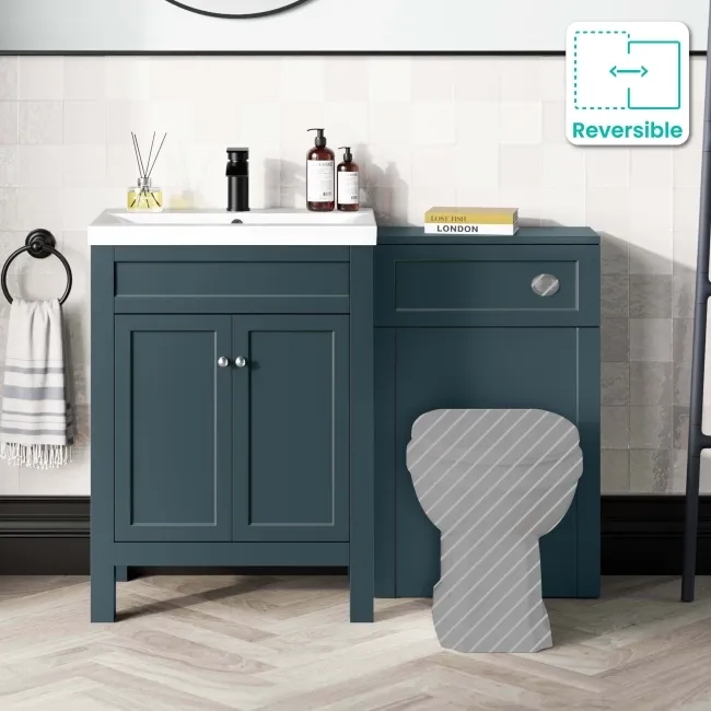 Bermuda Inky Blue Basin Vanity Drawer and Back To Wall Toilet 1100mm (Excludes Pan & Cistern)