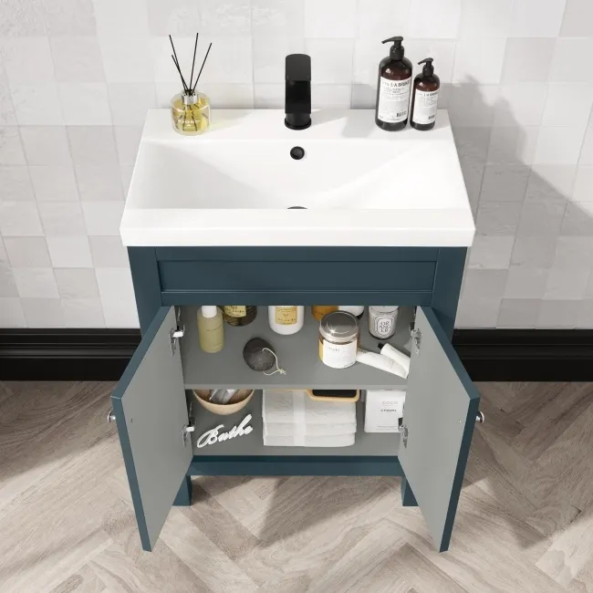 Bermuda Inky Blue Basin Vanity Drawer and Back To Wall Toilet 1100mm (Excludes Pan & Cistern)