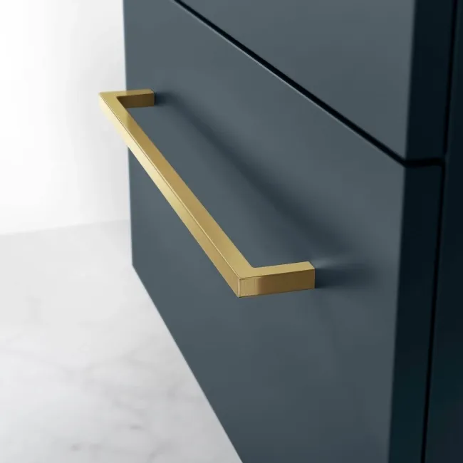 Elba Inky Blue Wall Hung Drawer 600mm Excludes Counter Top Basin - Brushed Brass Accents