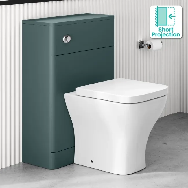Corsica Curved Midnight Green Slimline Back To Wall Unit and Atlanta Toilet
