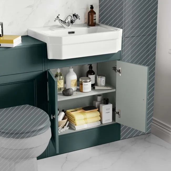 Monaco Midnight Green Traditional Basin Vanity and Back To Wall Unit 1200mm (Excludes Pan & Cistern)