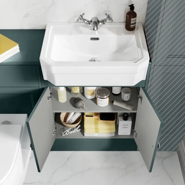 Monaco Midnight Green Combination Vanity Traditional Basin and Boston Toilet 1200mm