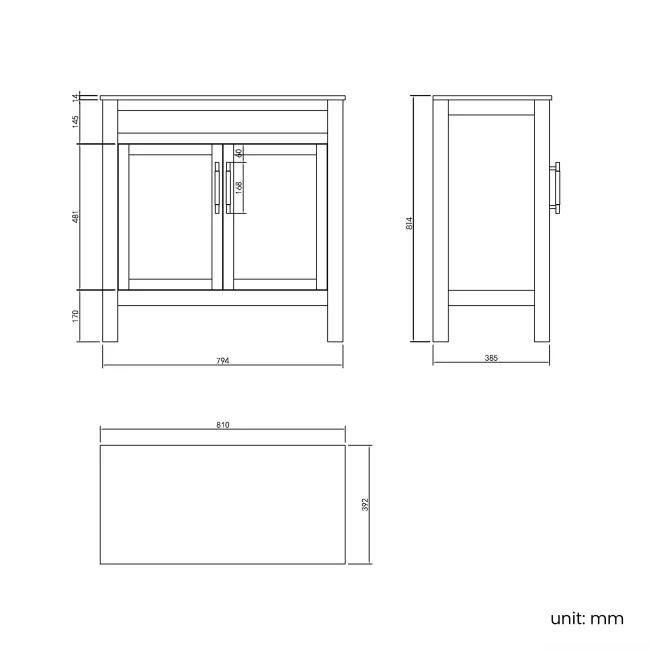 Bermuda Dove Grey Vanity with Marble Top & Curved Counter Top Basin 800mm - Brass Knurled Handles