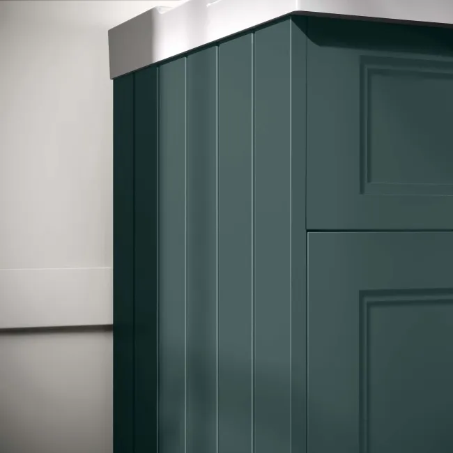 Lucia Midnight Green Basin Vanity 830mm - Brass Knurled Handles