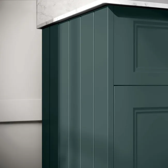 Lucia Midnight Green Double Vanity with Marble Top & Undermount Basins 1200mm - Brass Knurled Handles