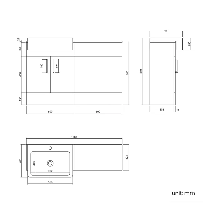 Harper Navy Blue Basin Vanity and Back To Wall Toilet Unit 1200mm - Excludes Toilet