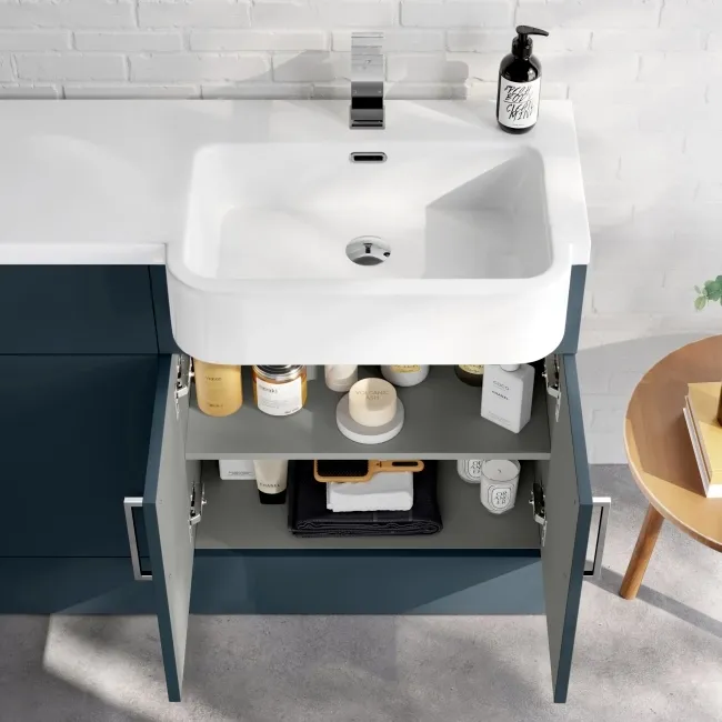 Harper Navy Blue Combination Vanity Basin and Boston Toilet 1200mm - Right Handed
