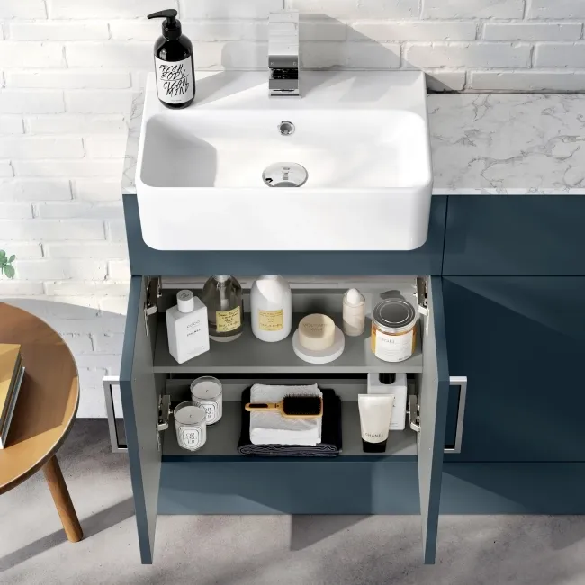 Harper Navy Blue Combination Vanity Basin with Marble Top & Tucson Toilet 1000mm