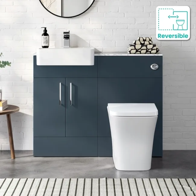Harper Navy Blue Combination Vanity Basin with Marble Top & Houston Toilet 1000mm