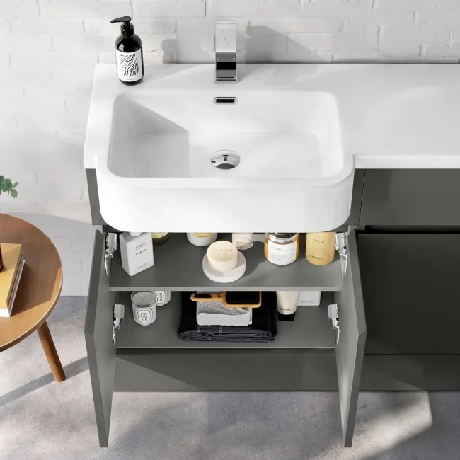 Foster Tungsten Grey Combination Vanity Basin and Boston Toilet 1200mm - Left Handed