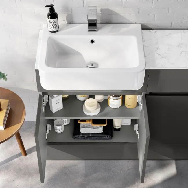 Foster Tungsten Grey Combination Vanity Basin with Marble Top & Houston Toilet 1200mm