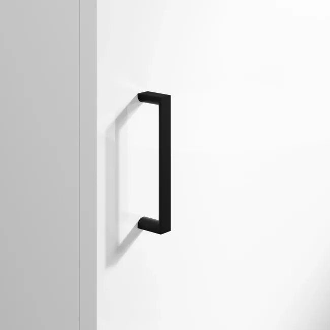 Quartz Gloss White Cloakroom Vanity with Semi Recessed Basin 450mm - Black Accents