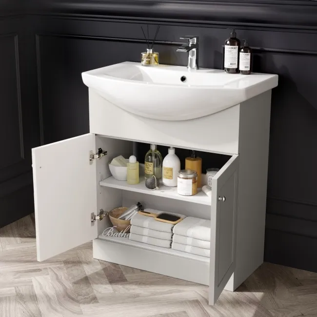 Capri Cotton White Combination Vanity Basin and Houston Toilet 1350mm - Chrome Handles