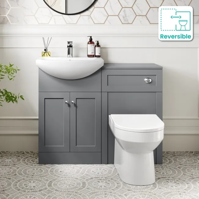 Capri Fog Grey Combination Vanity Basin and Miami Toilet 1050mm - Chrome Handles