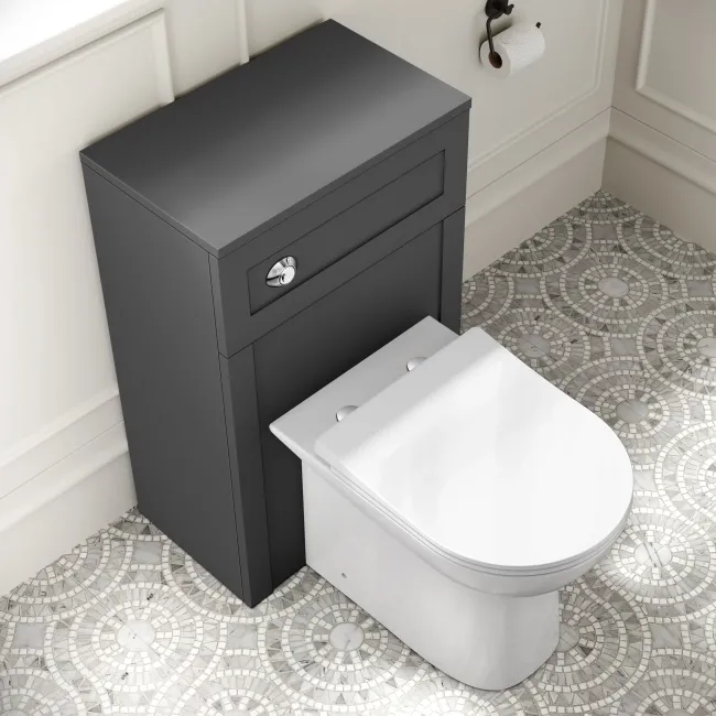 Capri Slate Grey Combination Vanity Basin and Aruba Toilet 1050mm - Chrome Handles