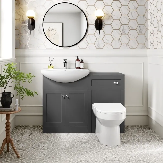 Capri Slate Grey Combination Vanity Basin and Miami Toilet 1150mm - Chrome Handles
