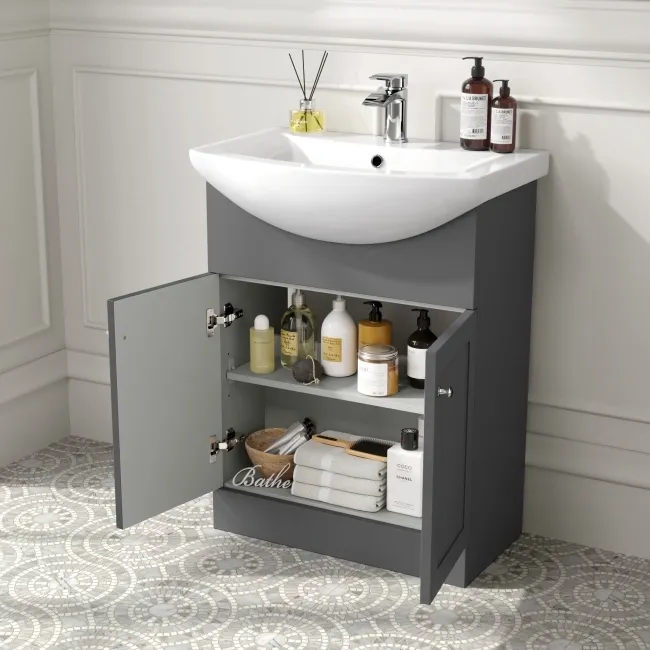 Capri Slate Grey Combination Vanity Basin and Miami Toilet 1150mm - Chrome Handles