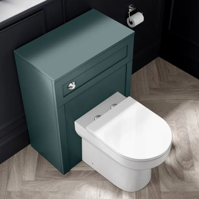 Capri Mystic Green Combination Vanity Basin and Miami Toilet 1350mm - Chrome Handles