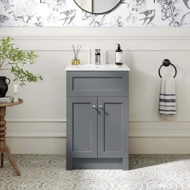 Milos Fog Grey Basin Vanity 500mm - Chrome Handles
