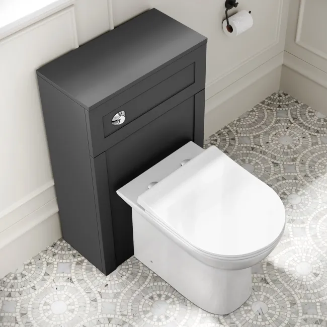 Milos Slate Grey Combination Vanity Basin and Aruba Toilet 1000mm - Chrome Handles