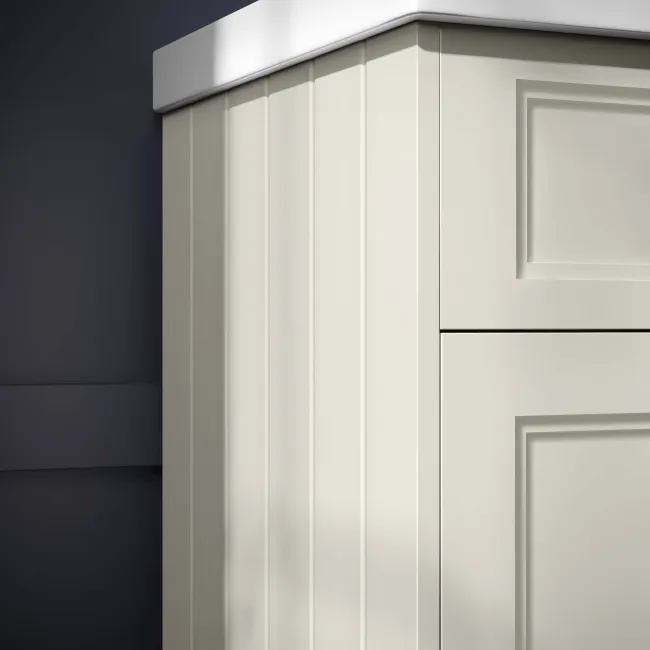 Lucia Chalk White Double Basin Vanity 1200mm - Brushed Brass Accents
