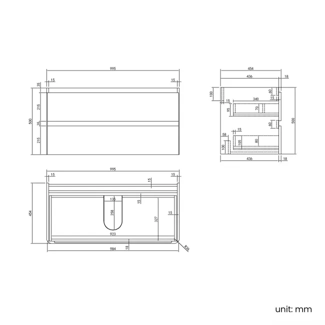 Corsica Tungsten Grey Basin Drawer Vanity 1000mm