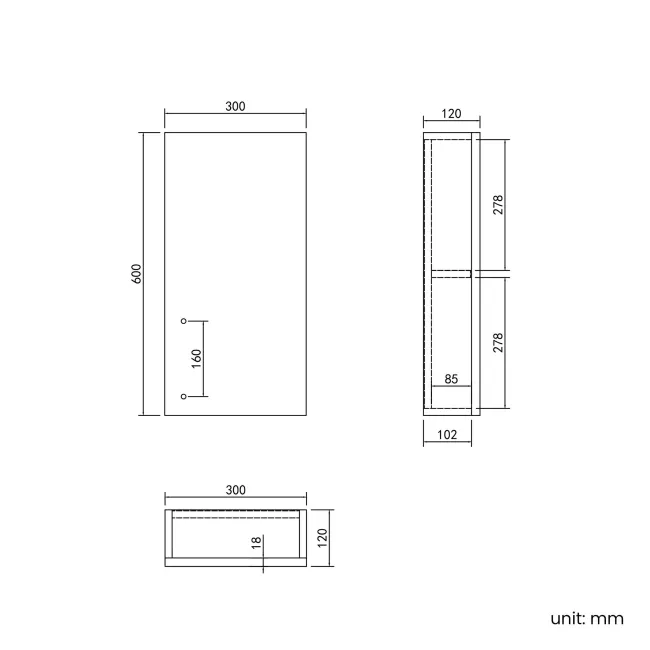 Harper Gloss White Wall Hung Cabinet 600x300mm