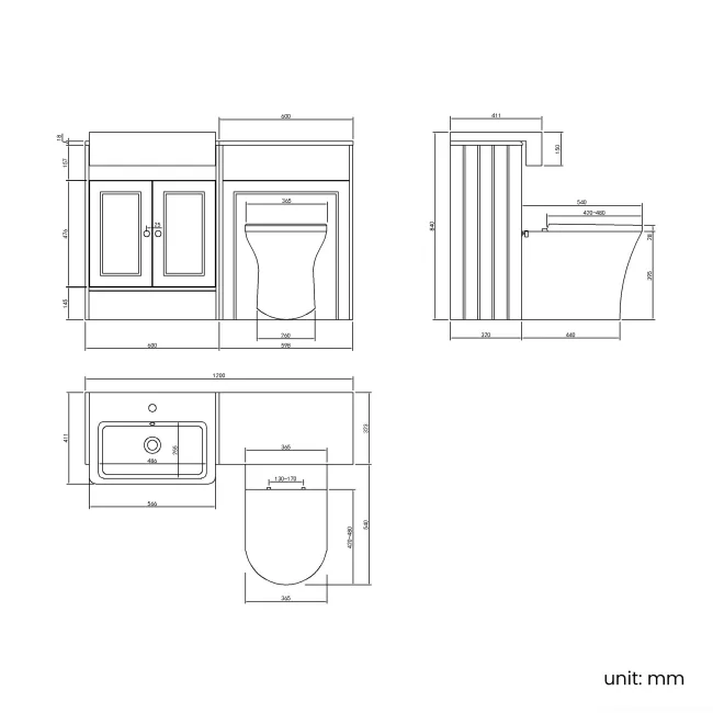 Monaco Cotton White Combination Vanity Basin and Tucson Toilet 1200mm - Brushed Brass Accents