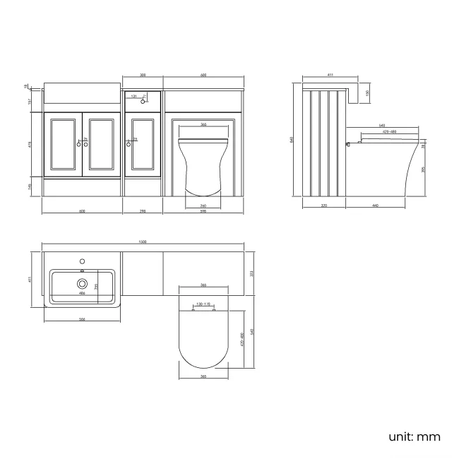 Monaco Cotton White Combination Vanity Basin and Tucson Toilet 1500mm - Brushed Brass Accents
