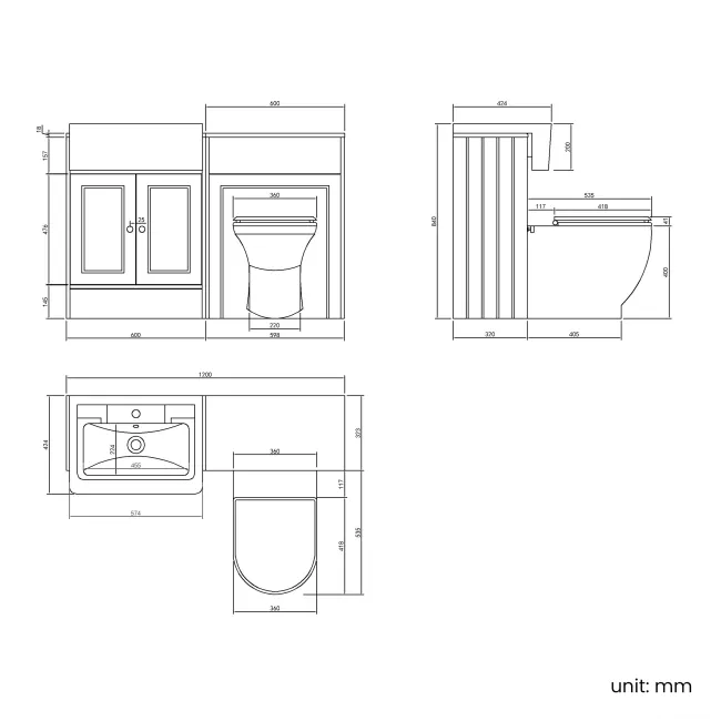 Monaco Cotton White Vanity Traditional Basin and Kansas Toilet Wooden Seat 1200mm - Brass Accents