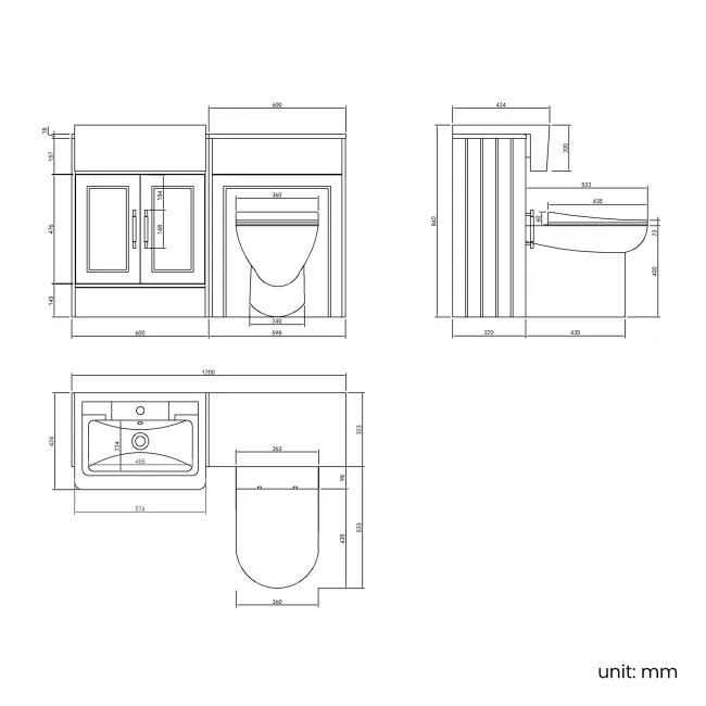 Monaco Cotton White Vanity Traditional Basin and Aruba Toilet 1200mm - Brass Knurled Handles