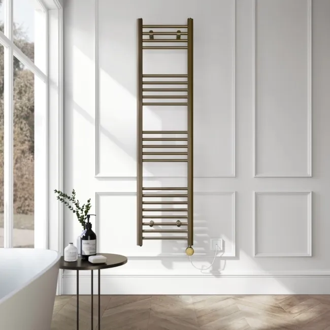 Barcelona Electric Antique Gold Straight Heated Towel Rail 1600x400mm
