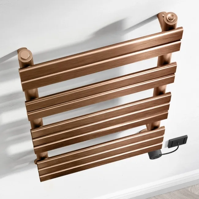 Santorini Electric Brushed Copper Flat Panel Heated Towel Rail 1000x450mm