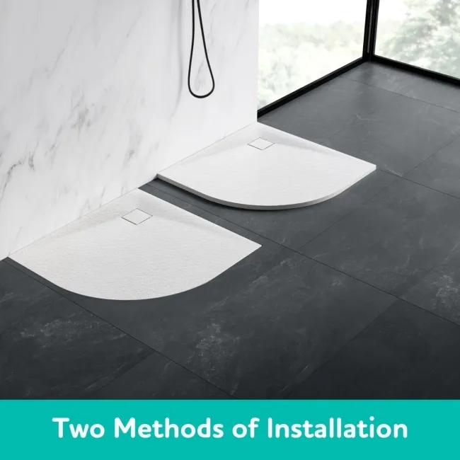 Berlin Quadrant Matt White Slate Effect SMC Composite Shower Tray 800x800mm