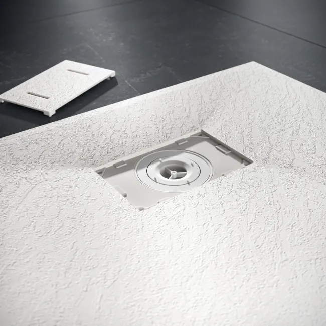 Berlin Rectangular Matt White Slate Effect SMC Composite Shower Tray 1600x900mm