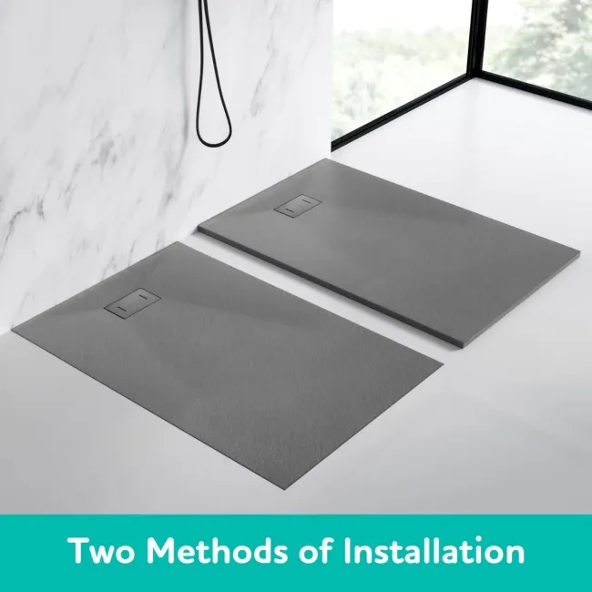Berlin Rectangular Dark Grey Slate Effect SMC Composite Shower Tray 1200x800mm