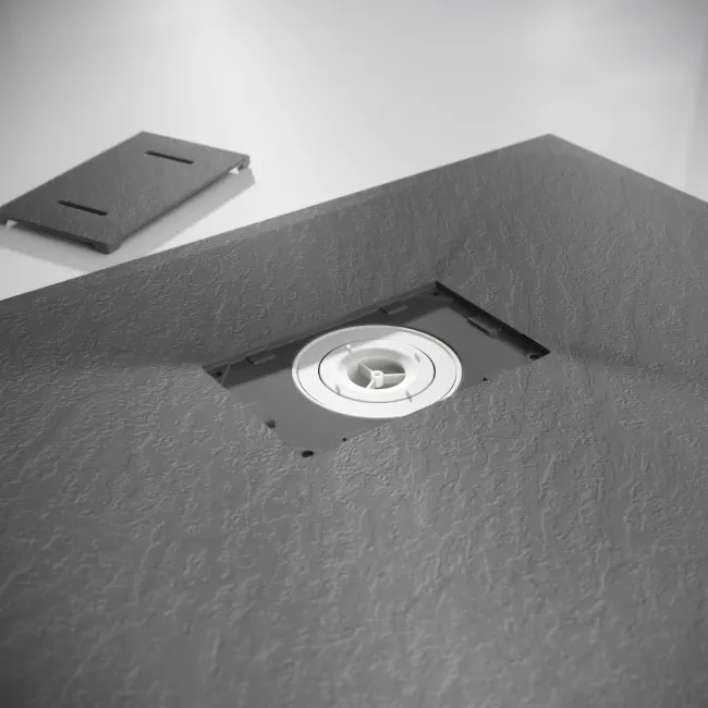 Berlin Rectangular Dark Grey Slate Effect SMC Composite Shower Tray 1800x800mm