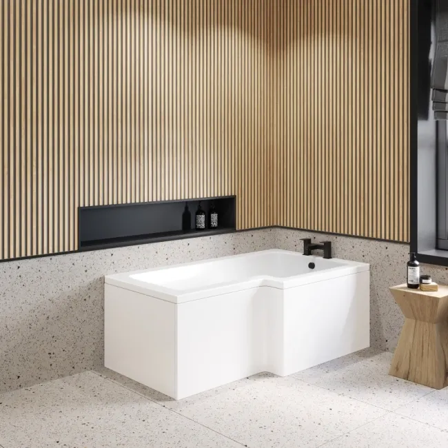 L Shaped 1600 Shower Bath - Right Handed