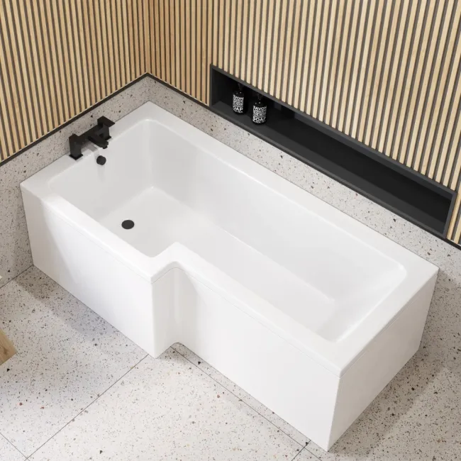L Shaped 1700 Shower Bath - Left Handed