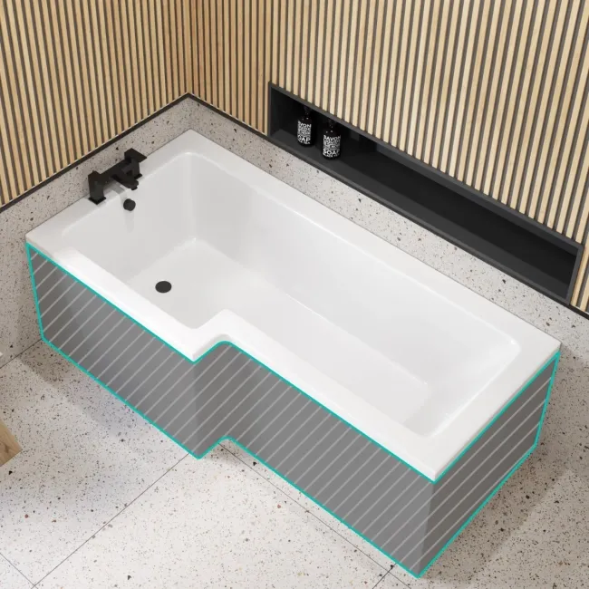 L Shaped 1700 Shower Bath - Left Handed