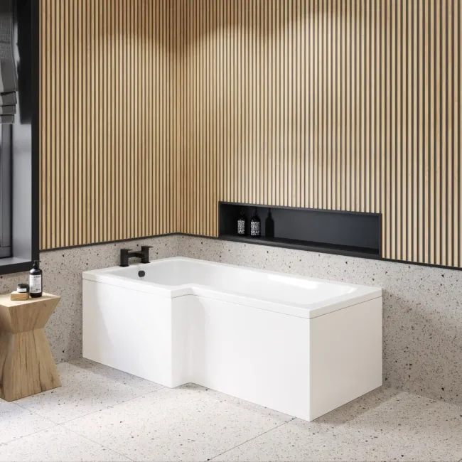 L Shaped 1700 Shower Bath - Left Handed