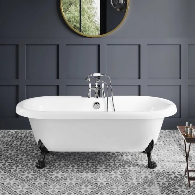Grosvenor 1700mm Roll Top Bath - Black Claw Feet