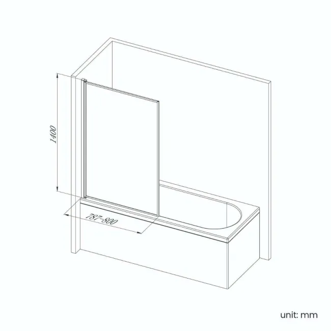 Dover 1600x750 Keyhole Shower Bath & 6mm Easy Clean Matt Black Framed Bath Screen