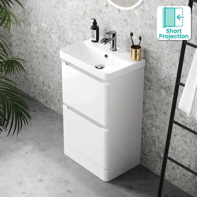 Corsica Gloss White Slimline Basin Drawer Vanity 500mm