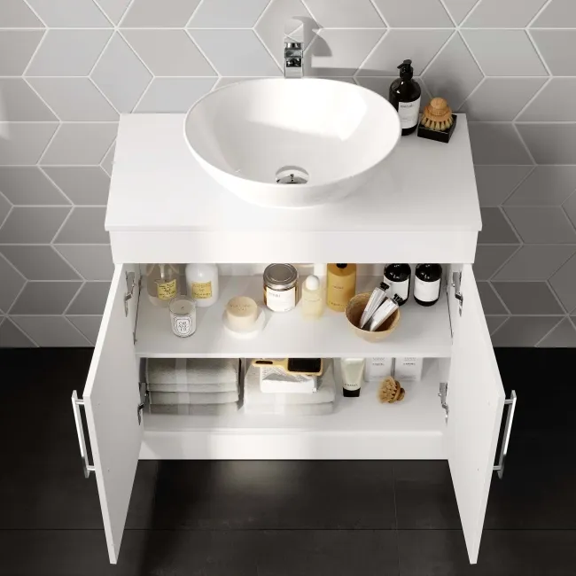 Avon Gloss White Vanity with Oval Counter Top Basin 800mm