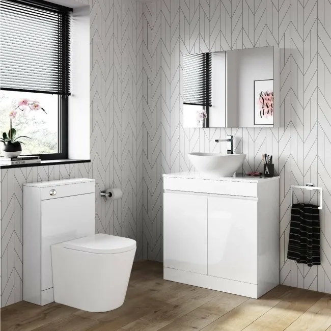 Trent Gloss White Vanity with Oval Counter Top Basin 800mm