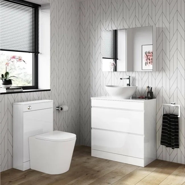 Trent Gloss White Vanity Drawer with Oval Counter Top Basin 800mm