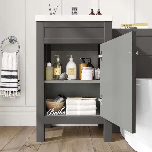 Bermuda Graphite Grey Basin Vanity Drawer and Back To Wall Toilet 1000mm (Excludes Pan & Cistern)